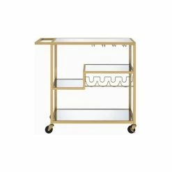 ACME Furniture Adamsen Glass Top Serving Cart In Gold -home bar shop 46214f210c1aaf27 4640 w800 h800 b1 p0