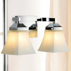 JONATHAN Y Staunton 1-Light Iron/Glass Modern Cottage LED Vanity Light, Chrome, 2-Light -home bar shop 465103d103caa91a 5552 w800 h800 b0 p0