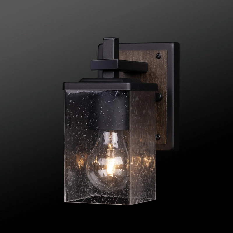 Globe Electric 1-Light Matte Black Vanity Light With Seeded Glass Shade 5 Globe Electric 1-Light Matte Black Vanity Light With Seeded Glass Shade - Image 5