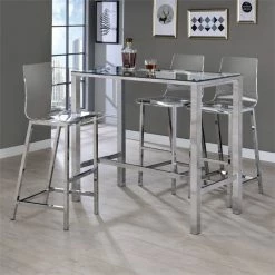 Coaster Home Furnishings Coaster 47" Contemporary Clear Glass Top Bar Table, Chrome -home bar shop 47a147fc019c8062 9420 w800 h800 b0 p0