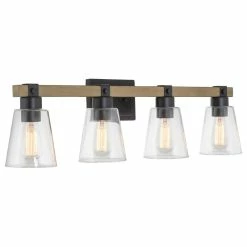 Kira Home Asher 32" Farmhouse / Bathroom Light, Funnel Glass Shades, Smoked -home bar shop 47a179f201d4d608 8438 w800 h800 b1 p0