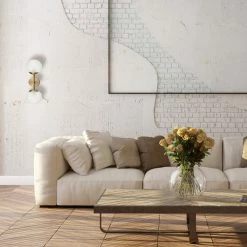 Globe Electric Celestia 2-Light Wall Sconce, Matte Brass, Frosted Glass Shades -home bar shop 480119f60fd2914f 4279 w800 h800 b0 p0