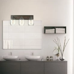 Globe Electric Williamsburg 3-Light Matte Black And Faux Wood Vanity Light, Clear Glass Shades 15 Globe Electric Williamsburg 3-Light Matte Black And Faux Wood Vanity Light, Clear Glass Shades -home bar shop 48111a3f0fdbae33 0102 w800 h800 b0 p0