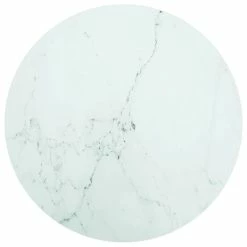 Vida XL International B.V. VidaXL Table Top White Ø 31.5"x0.4" Tempered Glass & Marble Design Table Top