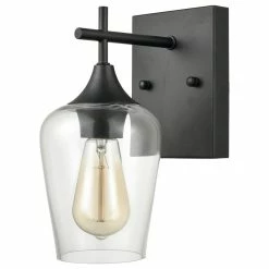 Ecopower Light LLC Farmhouse Bathroom Vanity Lights Clear Glass Sconces, Matte Black, Single -home bar shop 48d143e00feaf0cb 6477 w800 h800 b1 p0