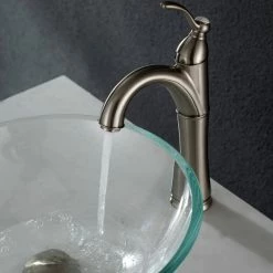 Kraus USA, Inc. Crystal Clear 16 1/2" Glass Vessel Bathroom Sink, Drain, Mounting Ring, Nickel -home bar shop 48f1a3d600e5e74b 3100 w800 h800 b0 p0