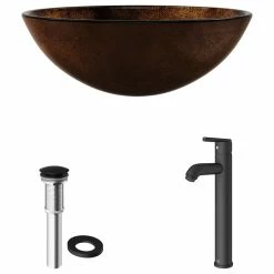VIGO Russet Glass Vessel Sink And Seville Faucet Set, Matte Black Finish 24 VIGO Russet Glass Vessel Sink And Seville Faucet Set, Matte Black Finish -home bar shop 49015ec10e9ed9cc 2984 w800 h800 b1 p0