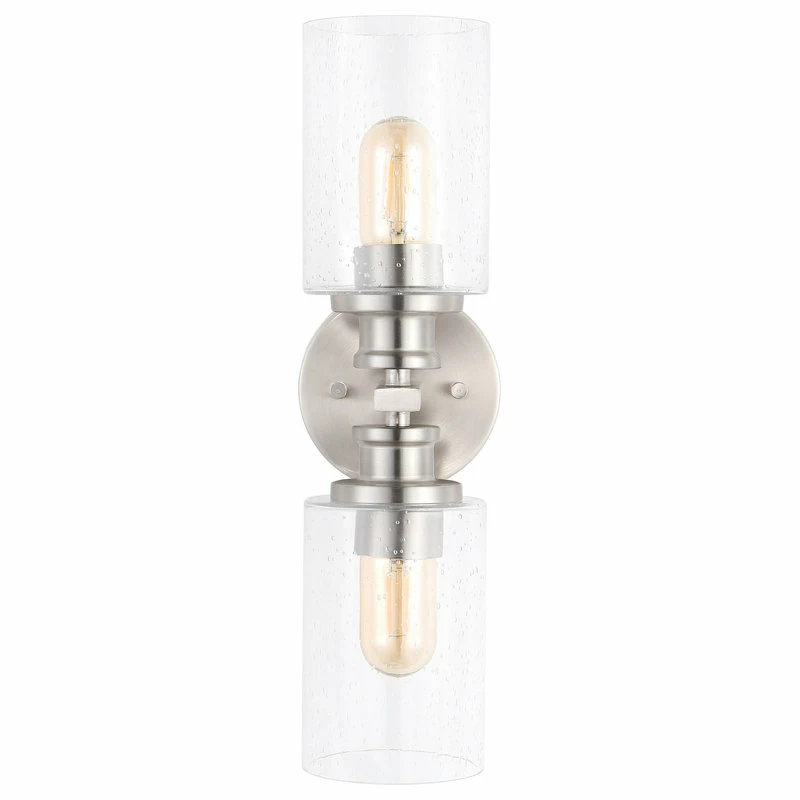 JONATHAN Y Jules Edison 16.5" Cylinder 2-Light Seeded Glass LED Vanity, Nickel 5 JONATHAN Y Jules Edison 16.5" Cylinder 2-Light Seeded Glass LED Vanity, Nickel - Image 5