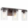 Kira Home Ainsley 21.5" Farmhouse / Bathroom Light, Cylinder Glass Shades