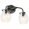 LNC Lighting LNC Modern 2-Light Black Bathroom Vanity Light With Globe Glass Shade