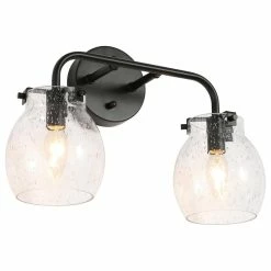 LNC Lighting LNC Modern 2-Light Black Bathroom Vanity Light With Globe Glass Shade