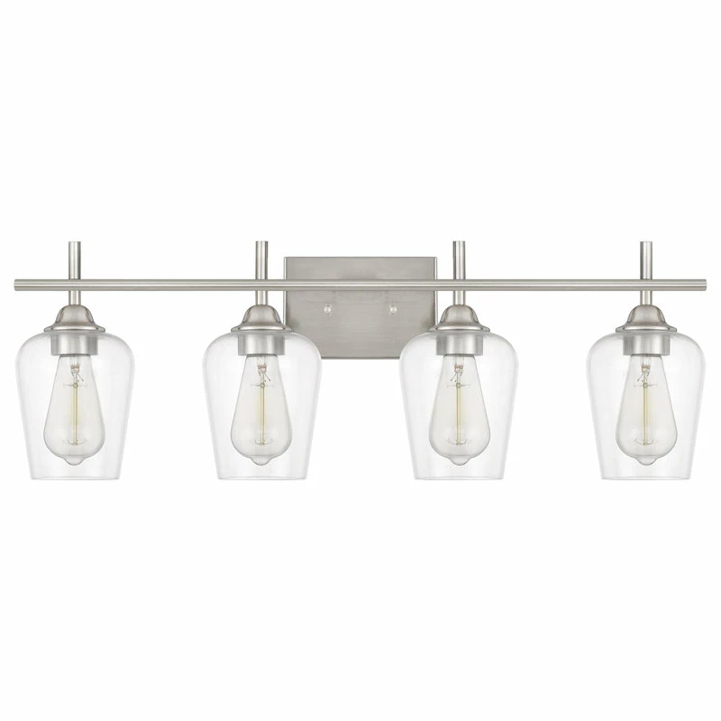 Starry Sky Trading Inc 4-Light 28'' Vanity Light, Clear Glass Shade, Brushed Nickel 2 Starry Sky Trading Inc 4-Light 28'' Vanity Light, Clear Glass Shade, Brushed Nickel - Image 2