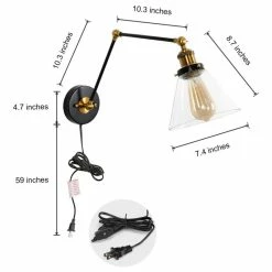 LALUZ Modern Glass Adjustable Wall Sconce Lighting, Black/Bronze -home bar shop 4a91bbbb02f49e62 0738 w800 h800 b1 p0