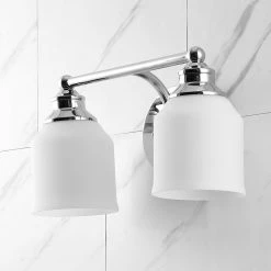 JONATHAN Y Lydia Iron/Frosted Glass Farmhouse Cottage LED Vanity, 2-Light -home bar shop 4aa1b3c30f614623 8291 w800 h800 b0 p0