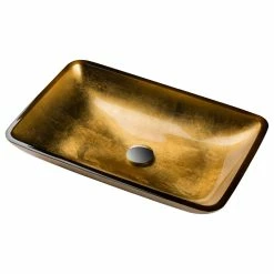 Kraus USA, Inc. Golden Pearl Rectangle Glass Vessel Bathroom Sink