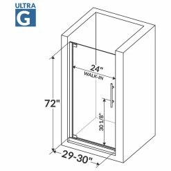 LessCare ULTRA-G Pivot Clear Glass Pivot Shower Doors, Brushed Nickel, 29-30"x72" -home bar shop 4ad127310970e9b5 6277 w800 h800 b1 p0
