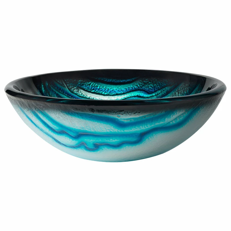 Kraus USA, Inc. Nature Series 17" Round Blue Glass Vessel 19mm Bathroom Sink 2 Kraus USA, Inc. Nature Series 17" Round Blue Glass Vessel 19mm Bathroom Sink - Image 2