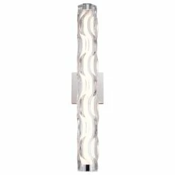 Vaxcel Marseille 1 Light LED Bathroom Vanity Fixture Clear Glass, Chrome, 24-in. W X 4.75-in. H X 3.5-in. D