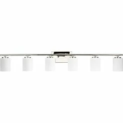 Progress Lighting Replay Collection 48" 6-Light Polished Nickel Etched Glass Bath Vanity Light