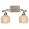 Toltec Lighting Bow 2 Light Bath Bar, 6" Mystic Seashell Glass