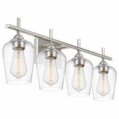 Starry Sky Trading Inc 4-Light 28'' Vanity Light, Clear Glass Shade, Brushed Nickel