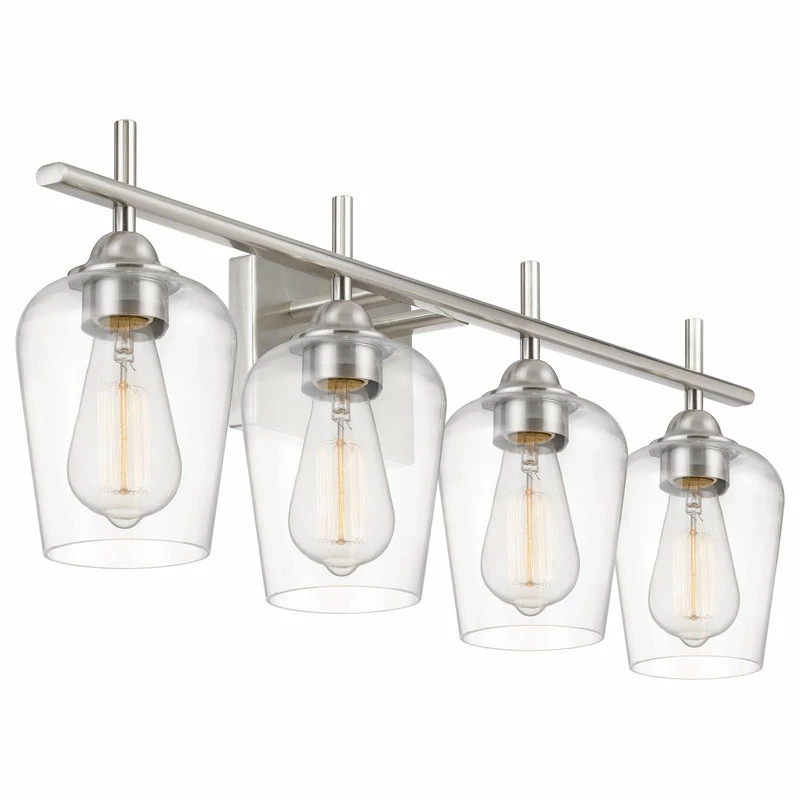 Starry Sky Trading Inc 4-Light 28'' Vanity Light, Clear Glass Shade, Brushed Nickel 1 Starry Sky Trading Inc 4-Light 28'' Vanity Light, Clear Glass Shade, Brushed Nickel