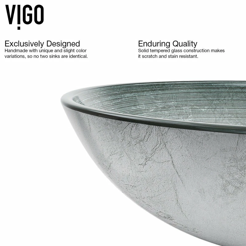 VIGO Simply Silver Glass Vessel Sink And Blackstonian Faucet Set, Matte Black 11 VIGO Simply Silver Glass Vessel Sink And Blackstonian Faucet Set, Matte Black - Image 11