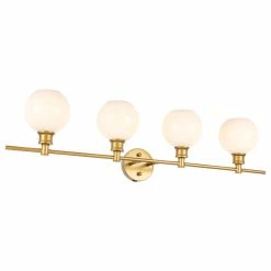 Elegant Furniture & Lighting Brass Finish And Clear Glass 4-Light Wall Sconce, Brass, Frosted White -home bar shop 4c017a0f0c70577d 2993 w800 h800 b1 p0