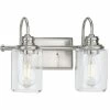 Progress Lighting Aiken Collection Two-Light Brushed Nickel Clear Glass Bath Vanity Wall Light