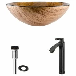VIGO Amber Sunset Glass Vessel Sink And Linus Faucet, Antique Rubbed Bronze -home bar shop 4cd13a7f0e9ed930 3290 w800 h800 b1 p0