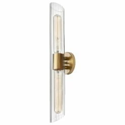 Dainolite Ltd. 25" Samantha Transitional Vanity Light, Aged Brass With Clear Glass