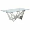 Acme Furniture Dekel Dining Table, Clear Glass And Stainless Steel
