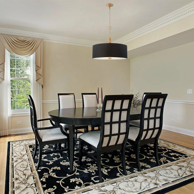 Kira Home Adelade 22" Drum Pendant Chandelier, Black Fabric Shade, Glass 3 Kira Home Adelade 22" Drum Pendant Chandelier, Black Fabric Shade, Glass - Image 3