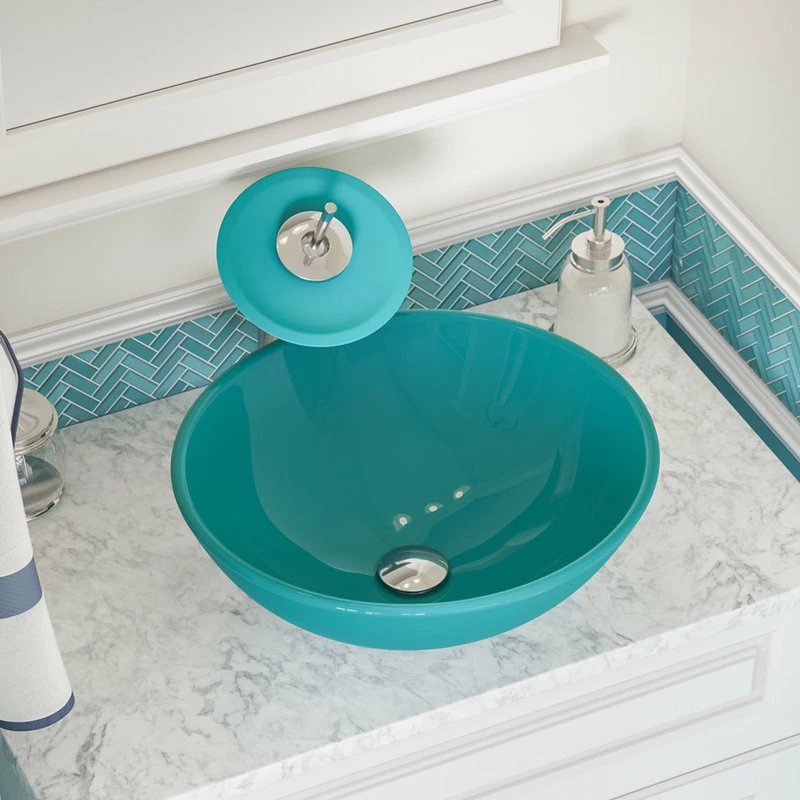 MR Direct Sinks And Faucets 601 Colored Glass Vessel Sink, Turquoise, Sink Only, No Additional Accessories 2 MR Direct Sinks And Faucets 601 Colored Glass Vessel Sink, Turquoise, Sink Only, No Additional Accessories - Image 2