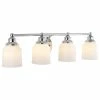 JONATHAN Y Lydia Iron/Frosted Glass Farmhouse Cottage LED Vanity, 4-Light