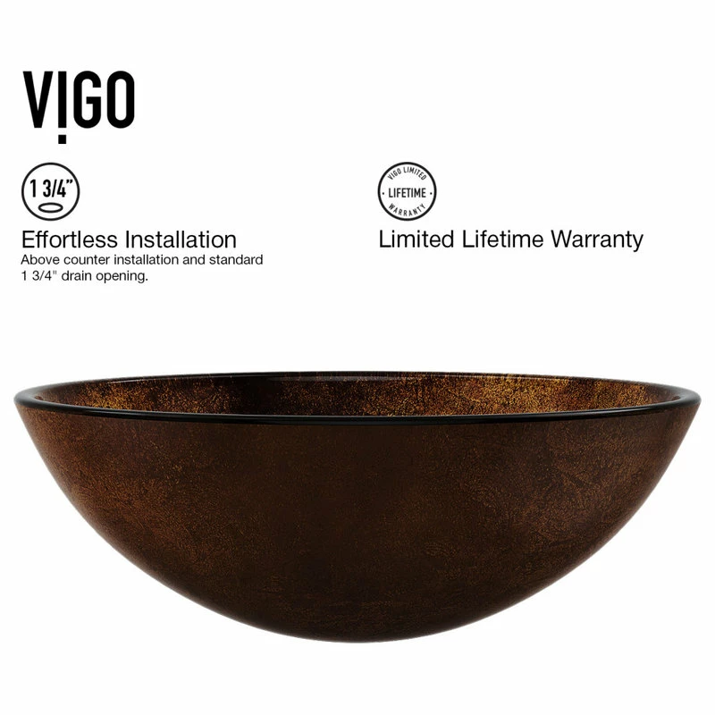 VIGO Russet Glass Vessel Sink And Seville Faucet Set, Matte Black Finish 9 VIGO Russet Glass Vessel Sink And Seville Faucet Set, Matte Black Finish - Image 9