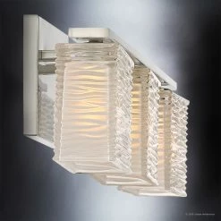 Urban Ambiance Luxury Modern Nickel Ribbed Glass Bathroom Light, UQL2722, San Diego Collection -home bar shop 50d19b3f0df28c0d 2540 w800 h800 b0 p0