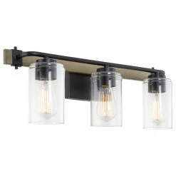Kira Home Jeremiah 23" Farmhouse / Bathroom Wall Light, Cylinder Glass Shades