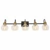 LNC Lighting LNC 5-Lights Farmhouse Matte Black Clear Glass Bell Vanity Light For Bathroom
