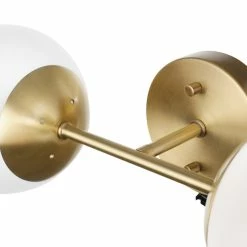 Globe Electric Celestia 2-Light Wall Sconce, Matte Brass, Frosted Glass Shades -home bar shop 53212c580fd29148 4279 w800 h800 b0 p0