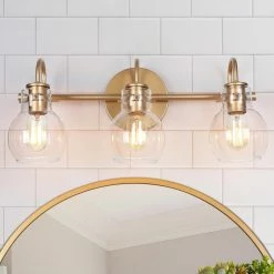 LNC Lighting LNC 3-Light Modern/Comtempoary Gold Globe Glass Shade Bathroom Vanity Light -home bar shop 53411db0036c7636 6130 w800 h800 b0 p0