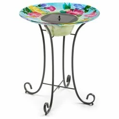 Smart Living Home & Garden Hummingbird Glass Solar Birdbath