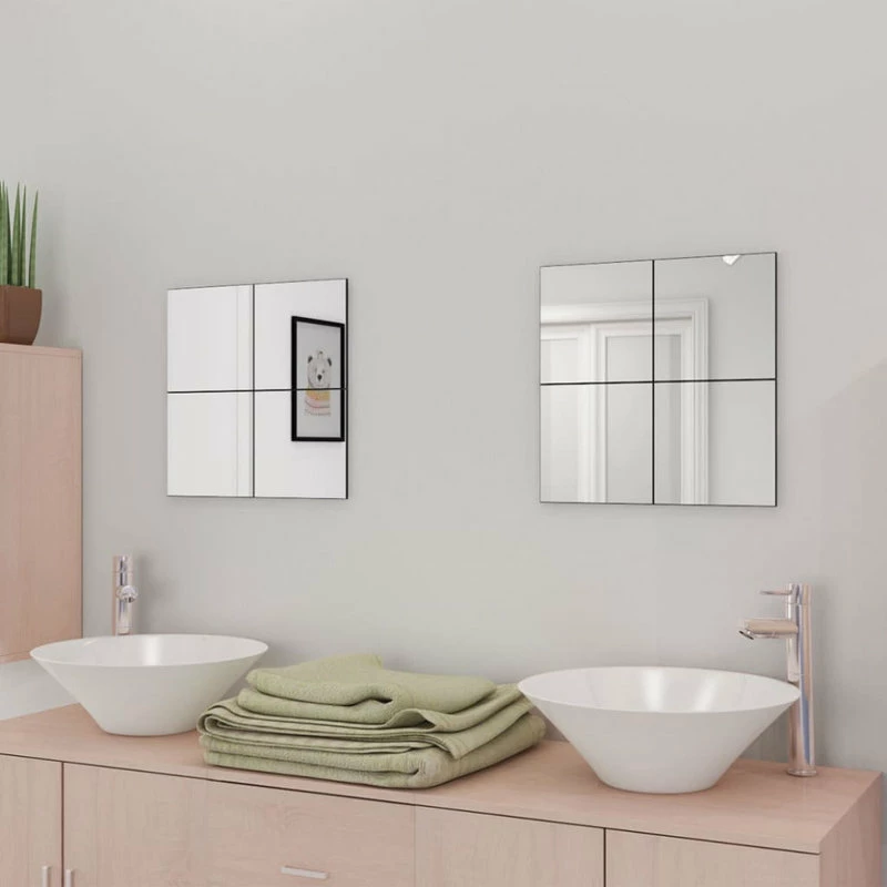 Vida XL International B.V. VidaXL 8x Frameless Mirror Tiles Glass Wall Mirror Home Decor Bathroom Bedroom 3 Vida XL International B.V. VidaXL 8x Frameless Mirror Tiles Glass Wall Mirror Home Decor Bathroom Bedroom - Image 3