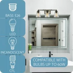 Kira Home Crestline 23" Farmhouse Bathroom / Light, Funnel Glass Shades, Gray 12 Kira Home Crestline 23" Farmhouse Bathroom / Light, Funnel Glass Shades, Gray -home bar shop 54518a8902cfd69e 8691 w800 h800 b0 p0