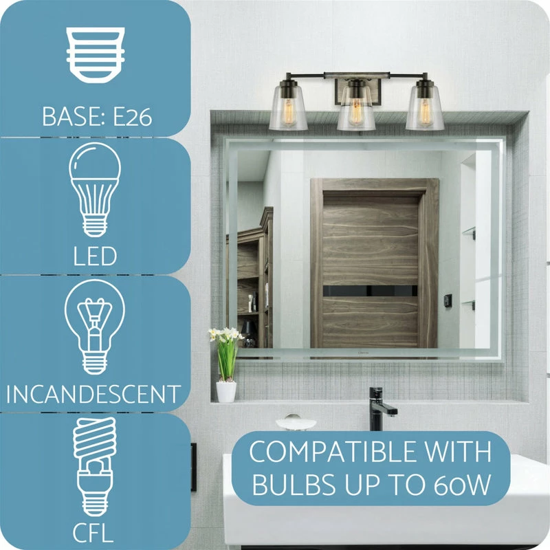 Kira Home Crestline 23" Farmhouse Bathroom / Light, Funnel Glass Shades, Gray 6 Kira Home Crestline 23" Farmhouse Bathroom / Light, Funnel Glass Shades, Gray - Image 6