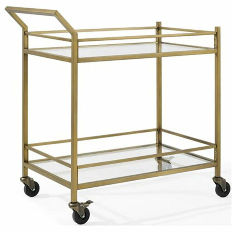 Crosley Aimee 2 Tier Glass Top Bar Cart In Antique Gold 4 Crosley Aimee 2 Tier Glass Top Bar Cart In Antique Gold - Image 4