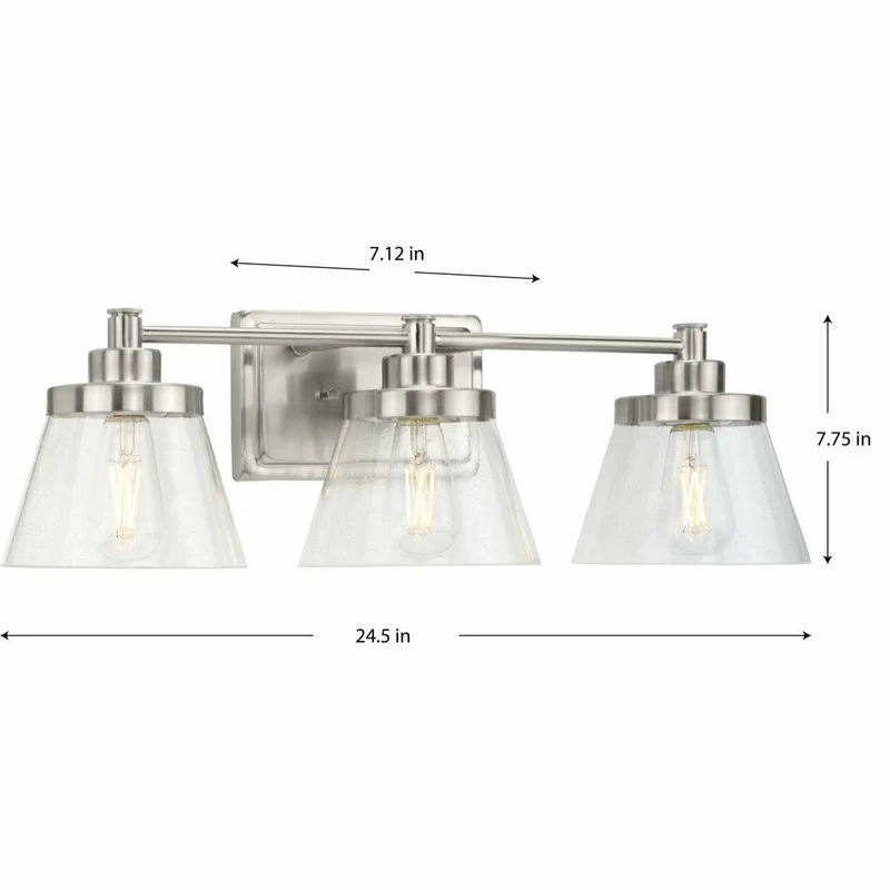 Progress Lighting Hinton 3-Light Brushed Nickel Clear Seeded Glass Bath Vanity Light 2 Progress Lighting Hinton 3-Light Brushed Nickel Clear Seeded Glass Bath Vanity Light - Image 2