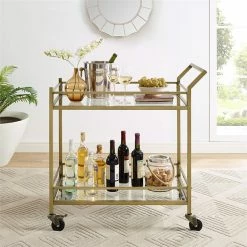 Crosley Aimee 2 Tier Glass Top Bar Cart In Antique Gold 9 Crosley Aimee 2 Tier Glass Top Bar Cart In Antique Gold -home bar shop 5571ba53019f674c 8297 w800 h800 b0 p0