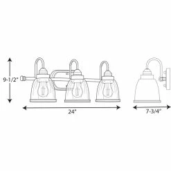 Progress Lighting Saluda Collection 3-Light Brushed Nickel Clear Glass Coastal Bath Vanity Light -home bar shop 55b10a910f24245a 8264 w800 h800 b1 p0