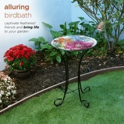 Alpine Corporation 18" Floral Metallic Mosaic Glass Birdbath With Metal Stand 16 Alpine Corporation 18" Floral Metallic Mosaic Glass Birdbath With Metal Stand -home bar shop 55c1dfbe013fc62e 3610 w800 h800 b0 p0